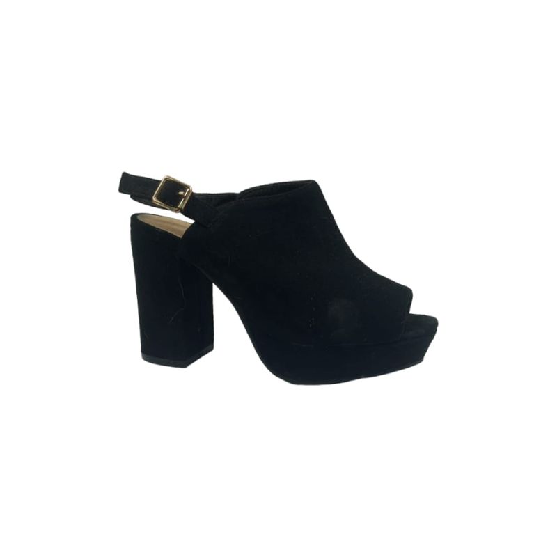HERIEL - Sandalia Negra Taco Alto