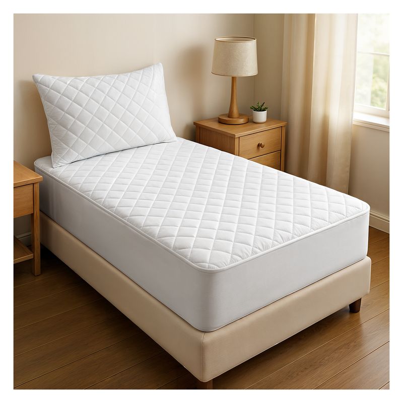 OKAERI - CUBRE COLCHON 1,5 PLAZAS IMPERMEABLE - Blanco - 1.5 PLAZAS