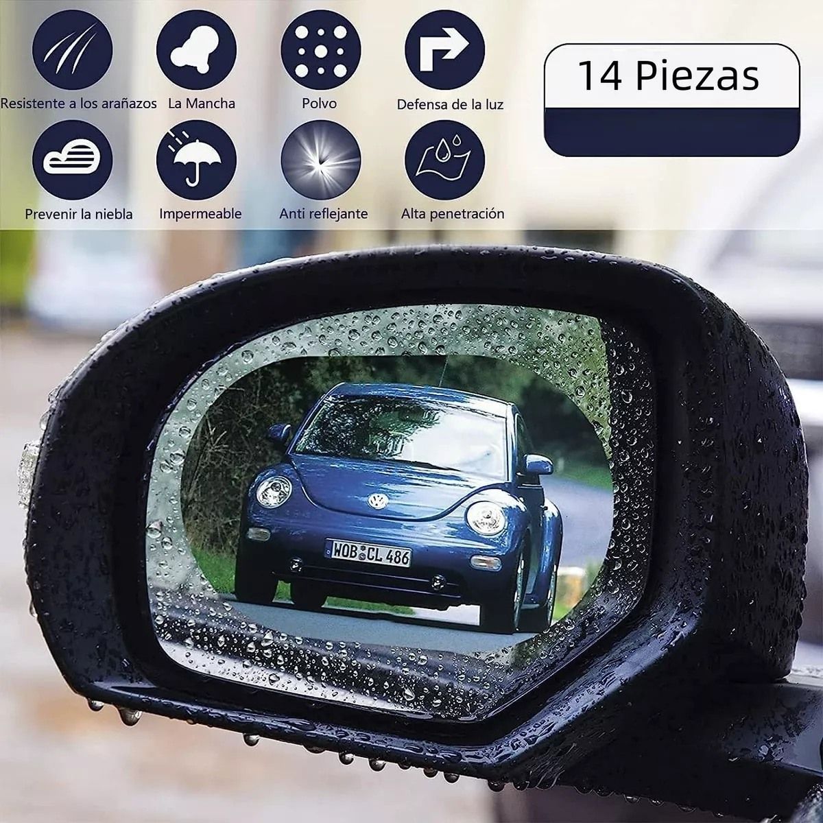 GENERICO - Pack 2 pares lámina ventana auto anti lluvia impermeable.