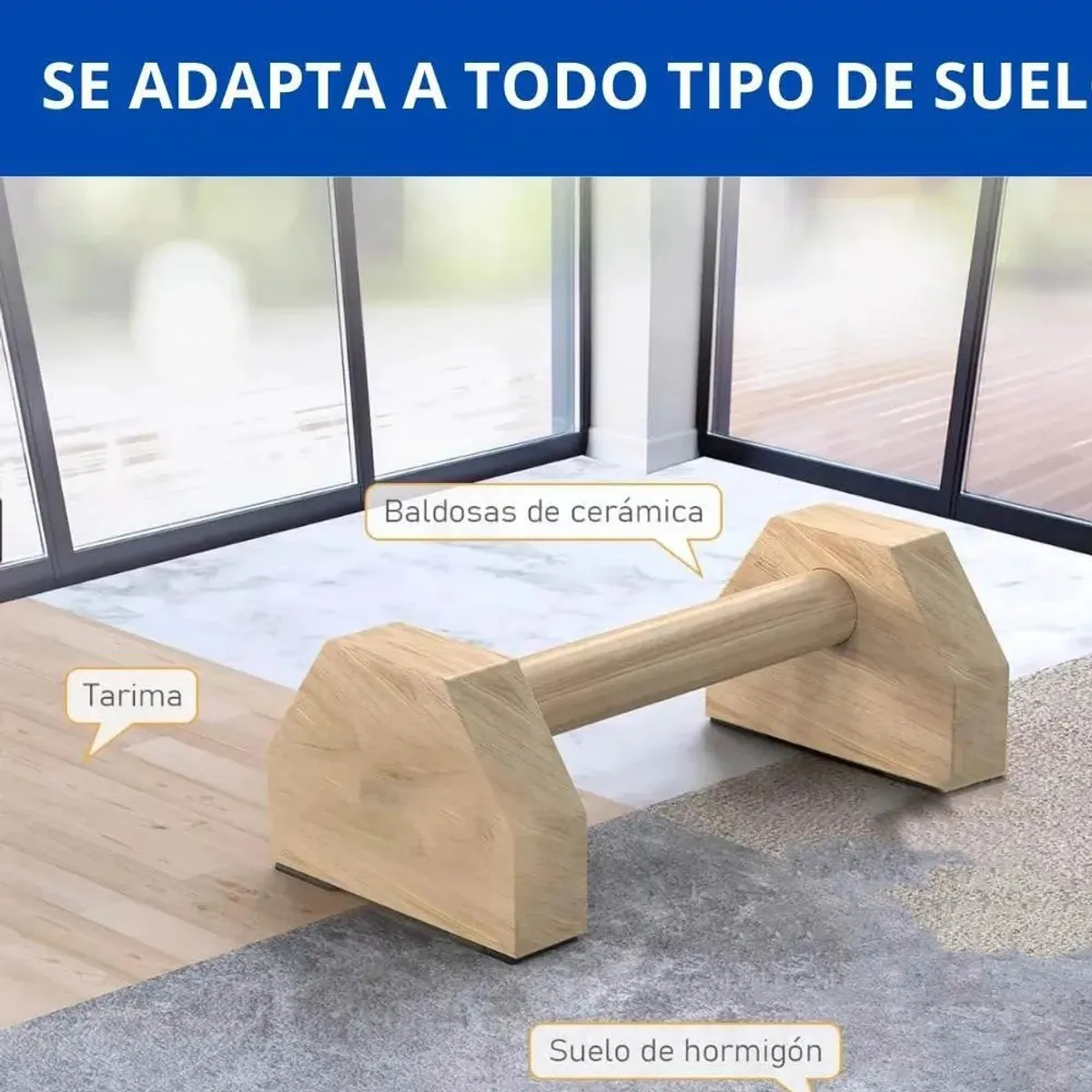 MUNDO MAGIA - Mini Paralelas De Madera Calistenia Fitness Barra + Bolsa