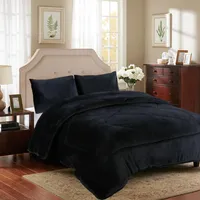 Cubrecama de Invierno Plush con Chiporro 1,5 plaza Negro