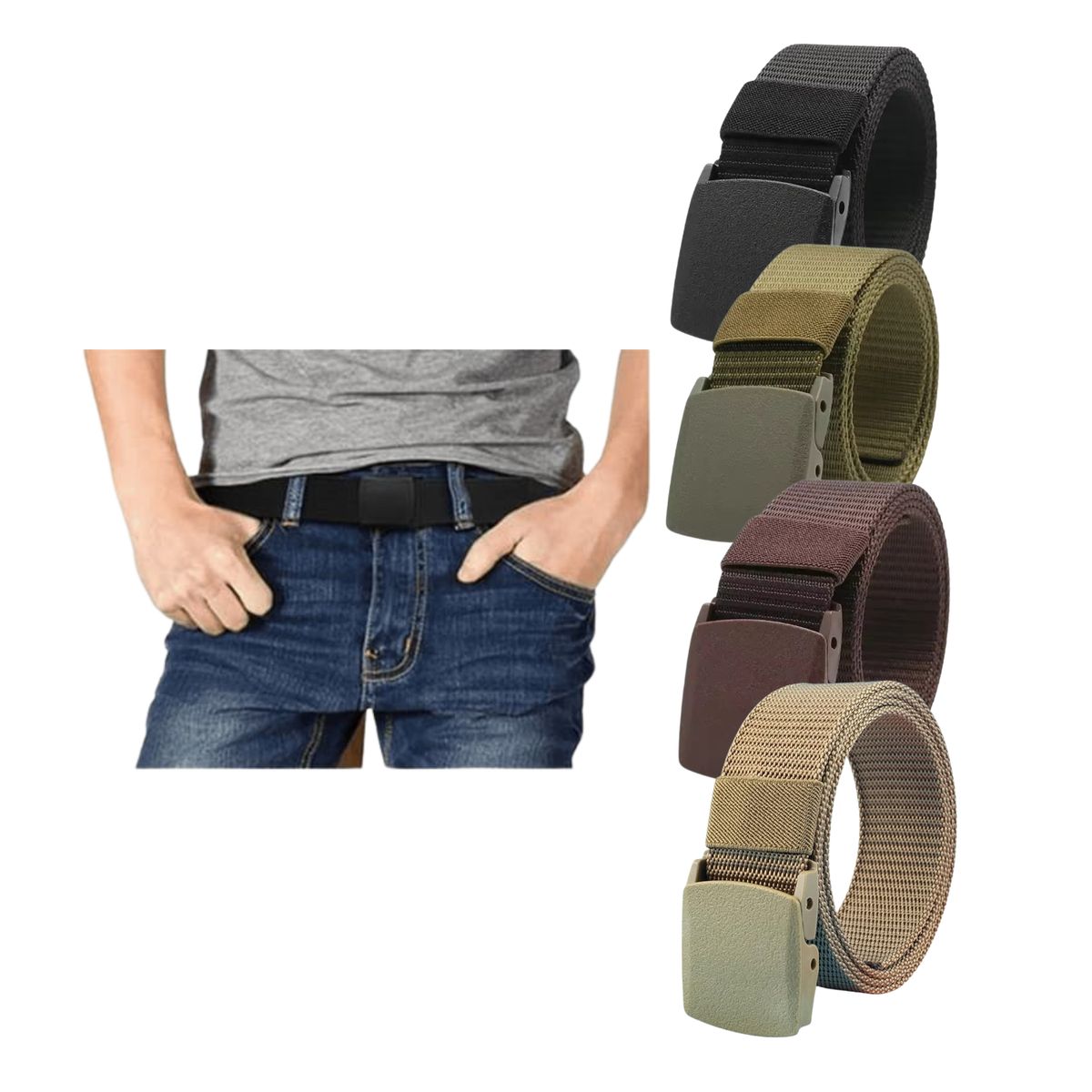 EKOL TACTICA MILITAR - Cinturón Nylon Lona Táctico Ajustable Hebilla De Plástico