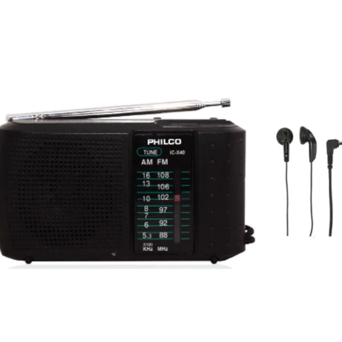PHILCO - Radio Portátil a Pilas Fm am Con Incluidos Audífonos Philco