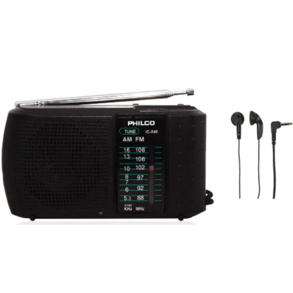PHILCO - Radio Portátil a Pilas Fm am Con Incluidos Audífonos Philco