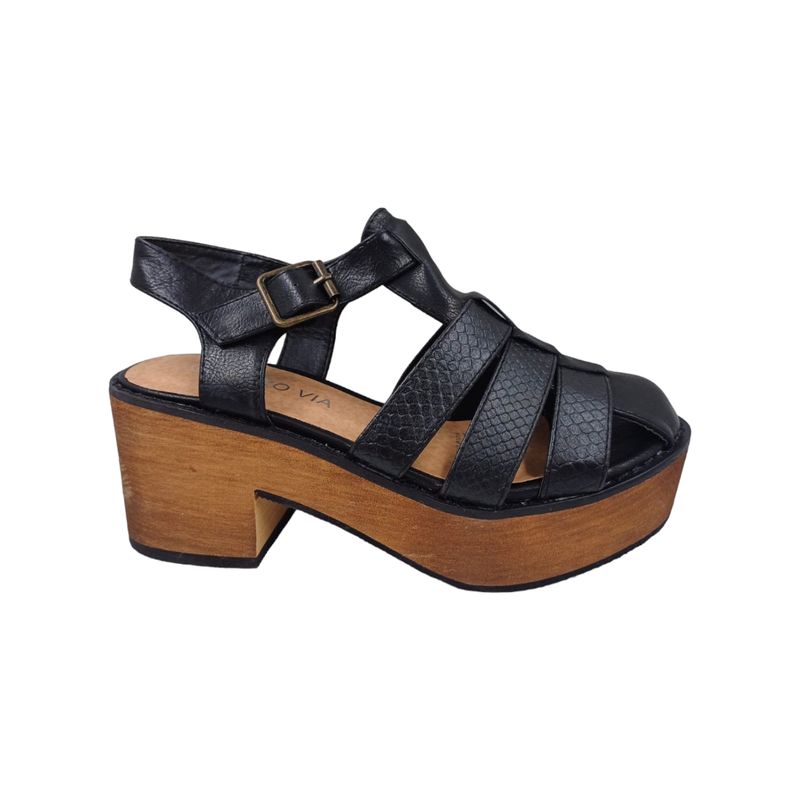 HERIEL - Sandalia Negra Plataforma Mujer