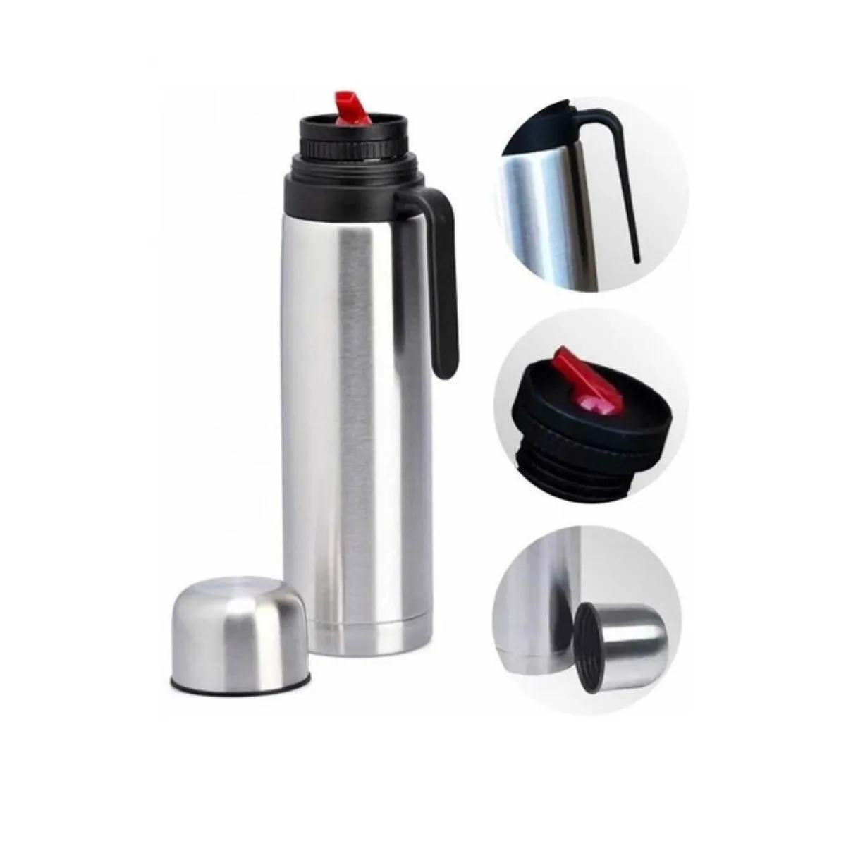 GENERICO - X2 Termo Matero Media Manija 1 Litro Pico Cebador Acero Inox