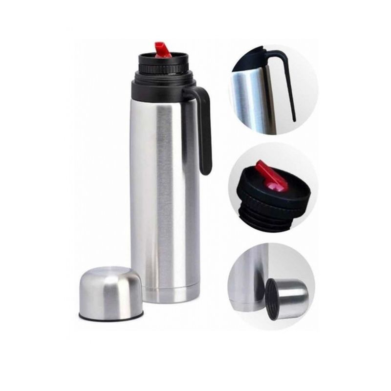 GENERICO - X2 Termo Matero Media Manija 1 Litro Pico Cebador Acero Inox