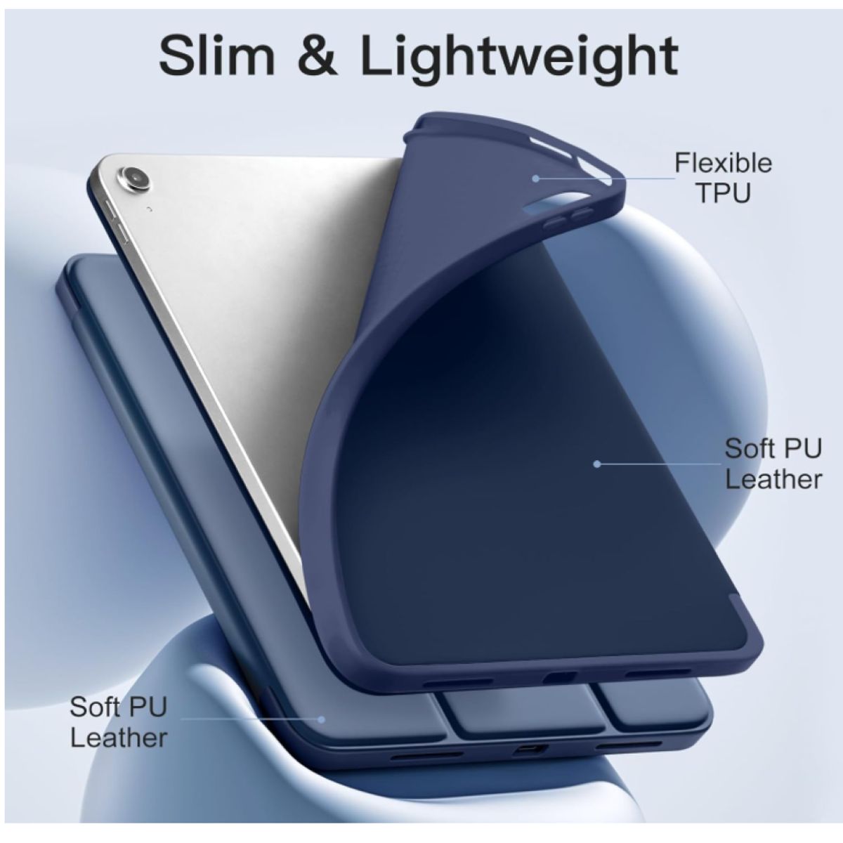 GENERICO - Carcasa Smart Cover Ranura Para iPad A16 11th 2025 Azul