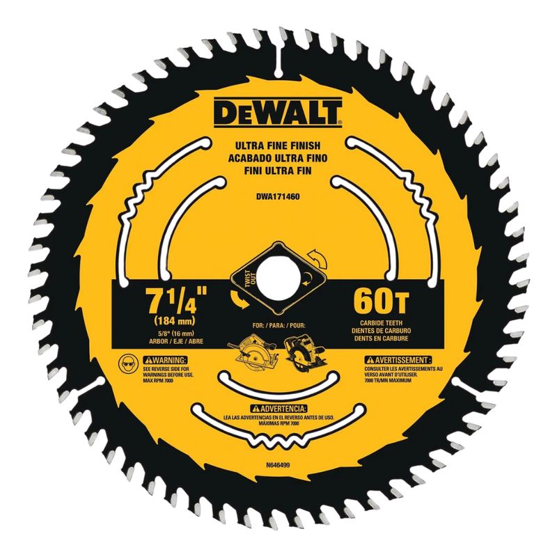 DEWALT - Disco De Sierra 7-1/4'' 60t Corte Fino Dewalt DWA171460
