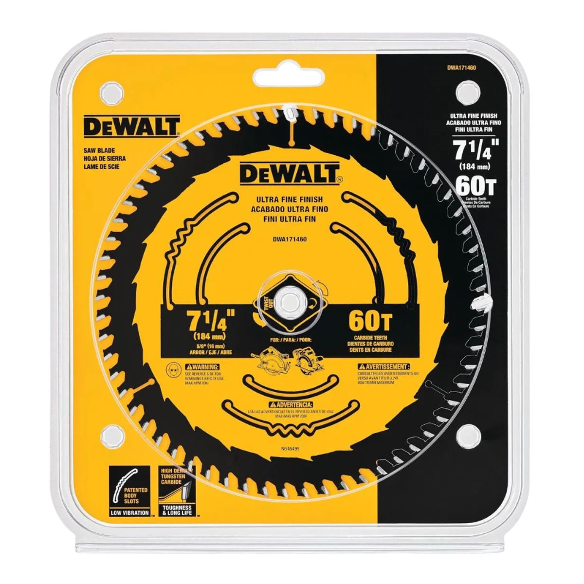 DEWALT - Disco De Sierra 7-1/4'' 60t Corte Fino Dewalt DWA171460