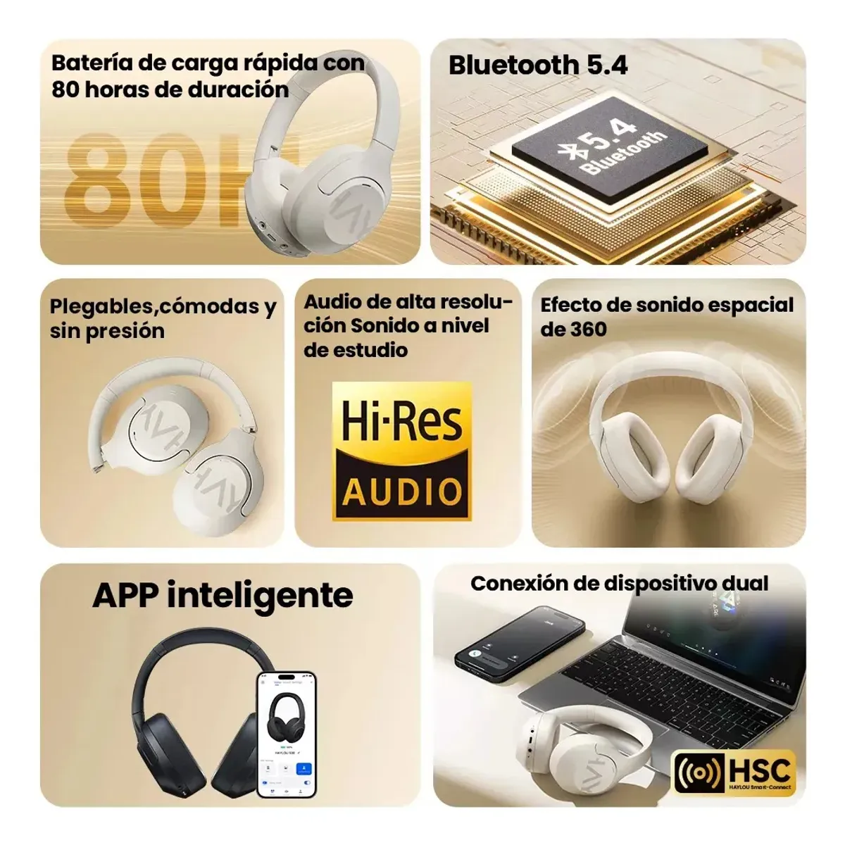 HAYLOU - Audífonos Inalámbricos Haylou S30 Pro Anc Con Micrófono 80H Blanco