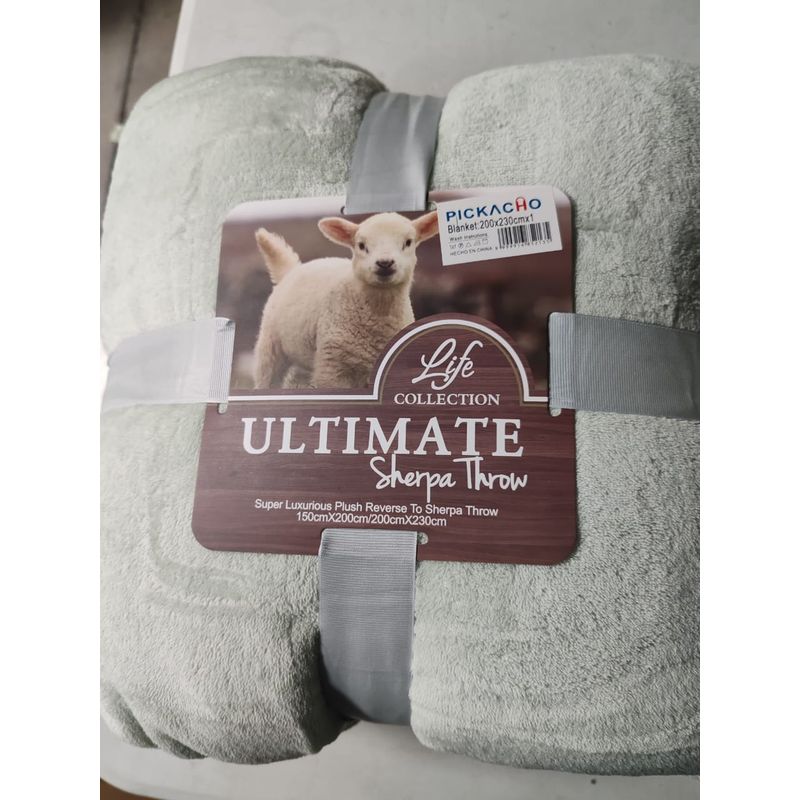 GENERICO - Frazada Plush con Sherpa Chiporro verde claro Reversible 200x230