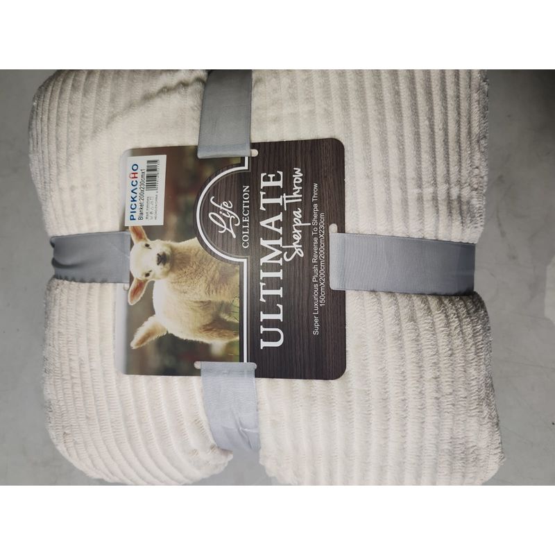 GENERICO - Frazada Plush con Sherpa Chiporro blanco Reversible 200x230