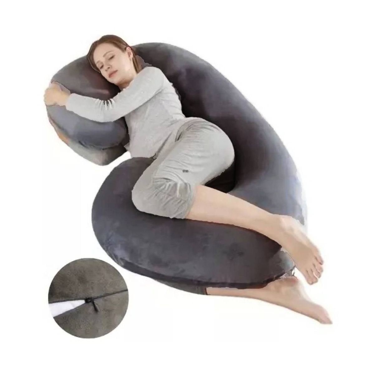 BABYLUNA - Cojín Almohada Maternal con Funda Extra Suave Gris Oscuro