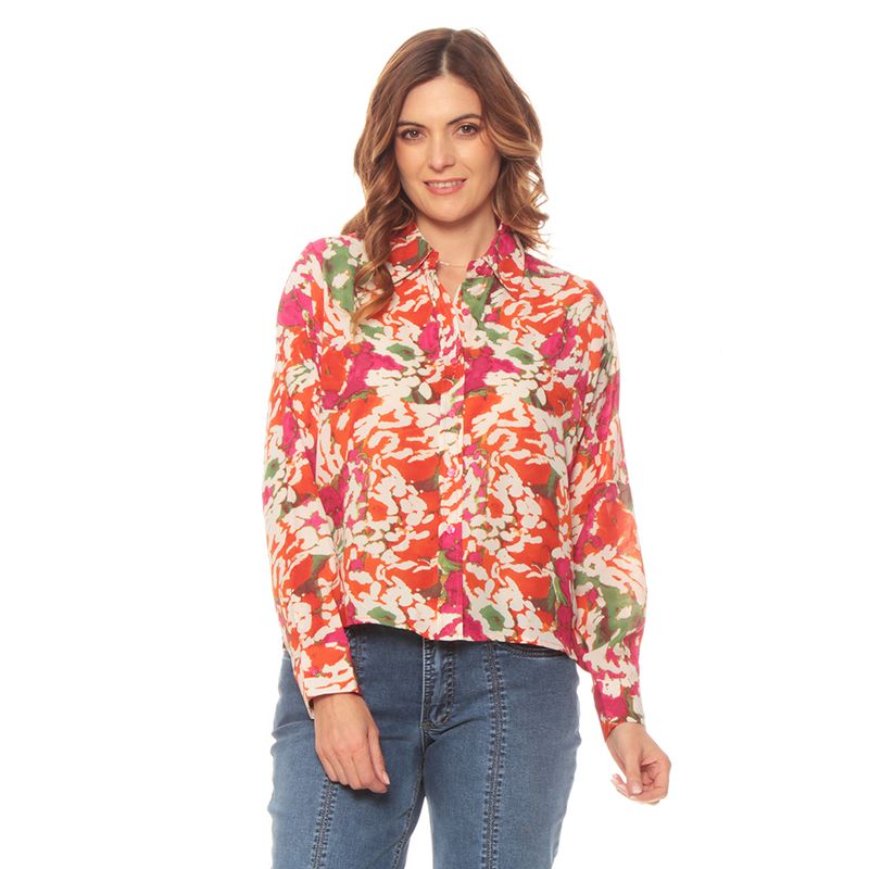WADOS - BLUSA MANGA LARGA ESTAMPADA ABOTONADA CUELLO CAMISERO