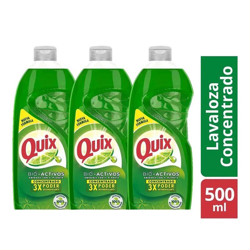 QUIX - X3 Quix Lavaloza Concentrado Bio Activos 500ml Limon