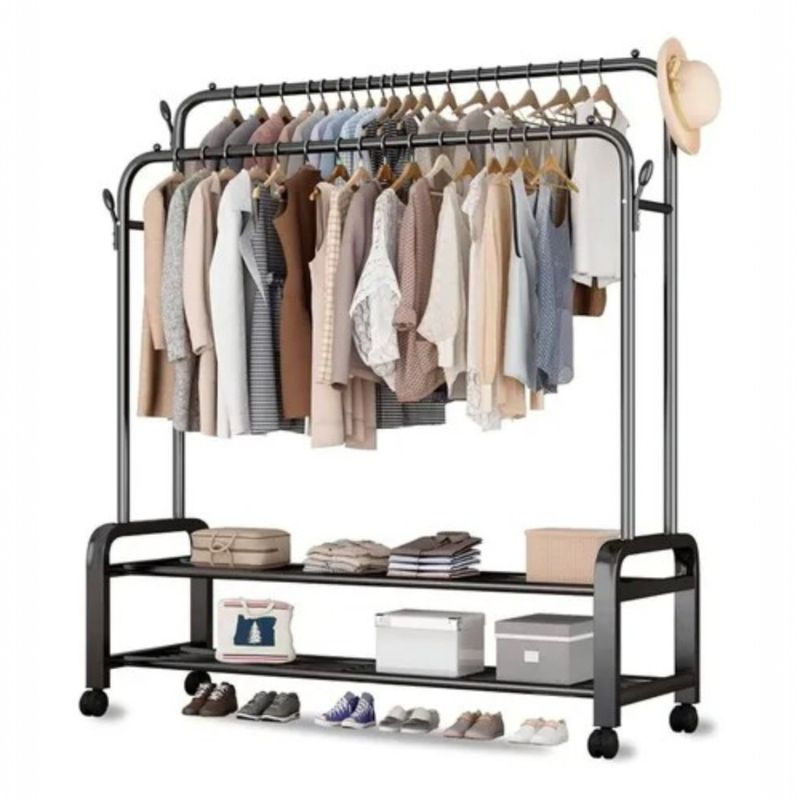 ANGELES DEL HOGAR - PERCHERO COLGADOR DE ROPA DOBLE BARRA METALICO 48 KILOS