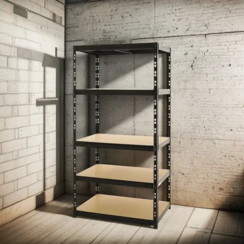 GENERICO - Estante Rack Metalico Negro 5 Niveles 400 Kg 180x90x40cm