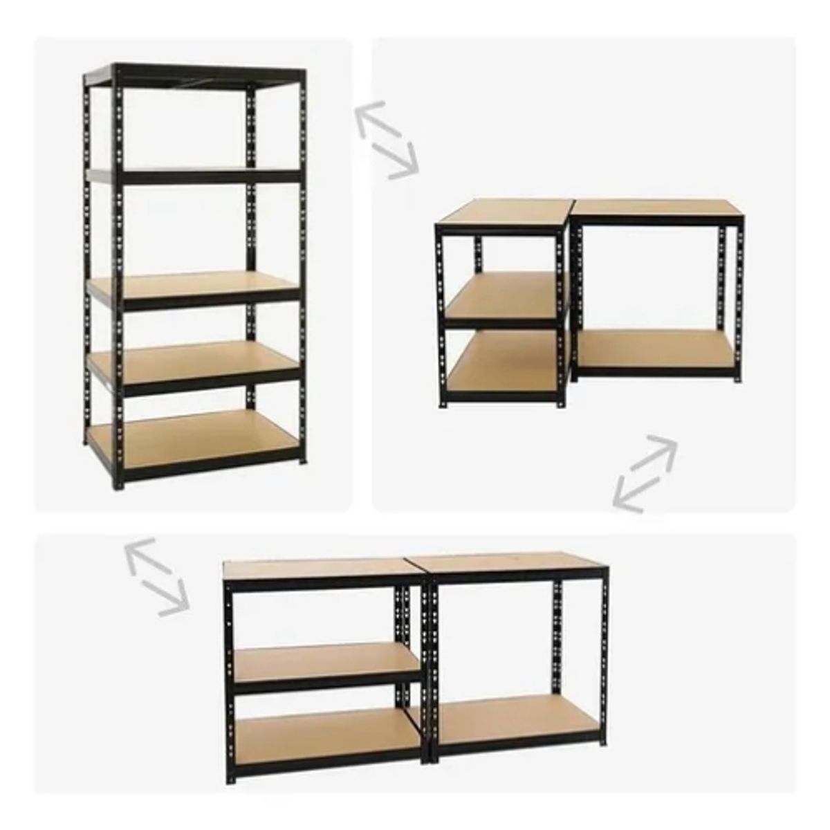  - Estante Rack Metalico Negro 5 Niveles 400 Kg 180x90x40cm