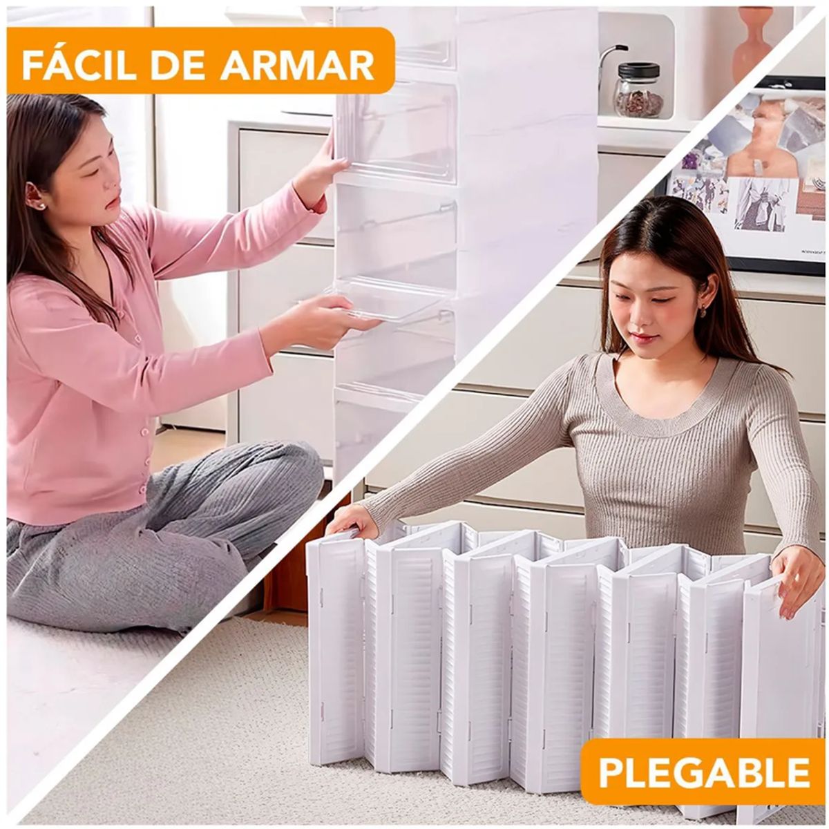 GENERICO - Organizador Zapatos Apilable 6 Cajas Plastico Transparente Armario Zapatera