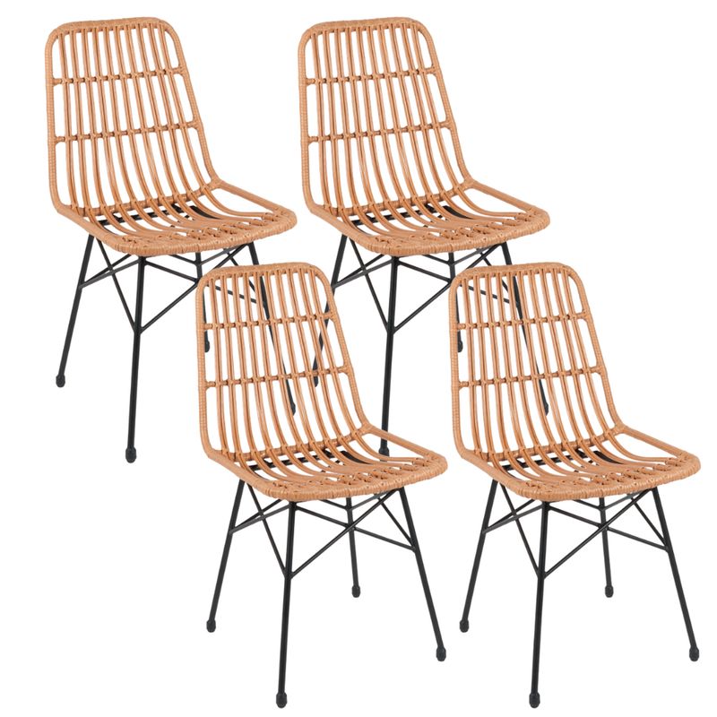 PANDALINO - Pack 4 Sillas Grecia - Diseño en Rattan color Natural
