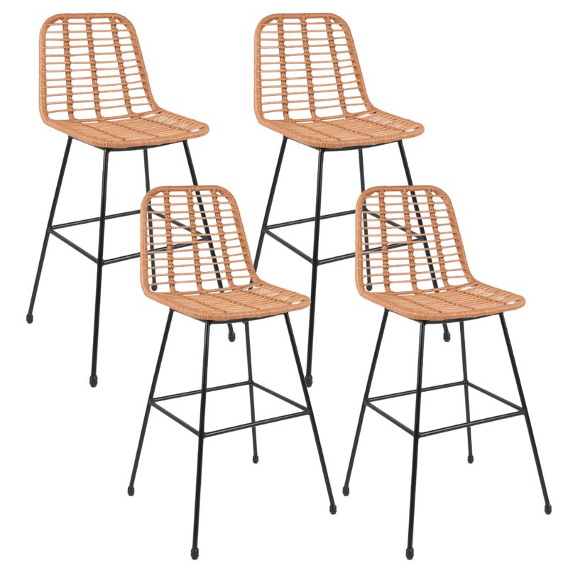 PANDALINO - Pack 4 Taburete Piso Grecia Alto 75 cm - Rattan color Natural