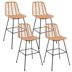 PANDALINO - Pack 4 Taburete Piso Grecia Alto 75 cm - Rattan color Natural
