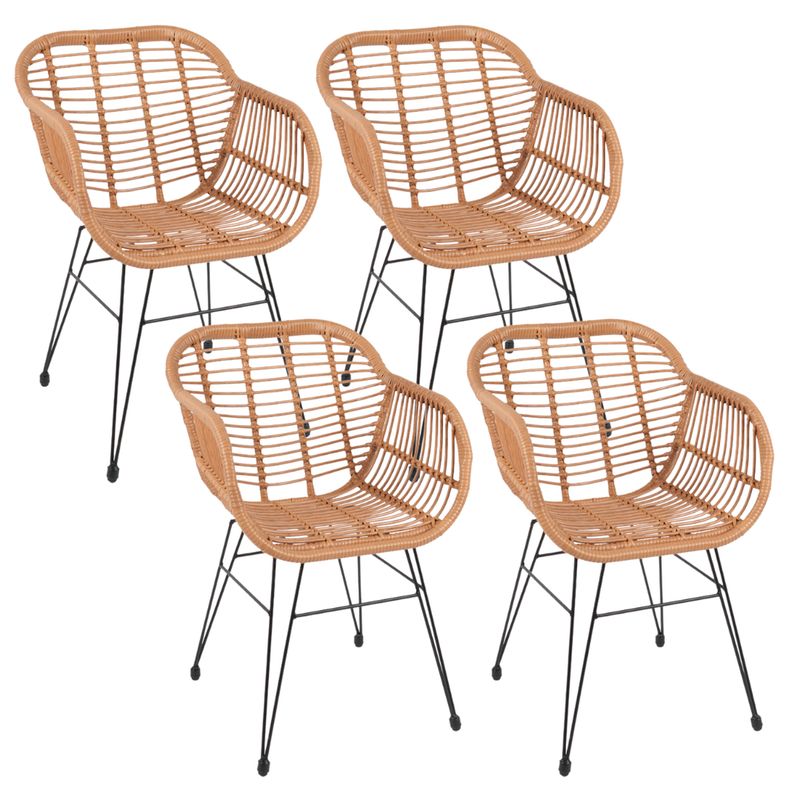 PANDALINO - Pack 4 Butacas Grecia - Diseño en Rattan color Natural
