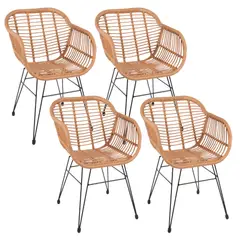 PANDALINO - Pack 4 Butacas Grecia - Diseño en Rattan color Natural