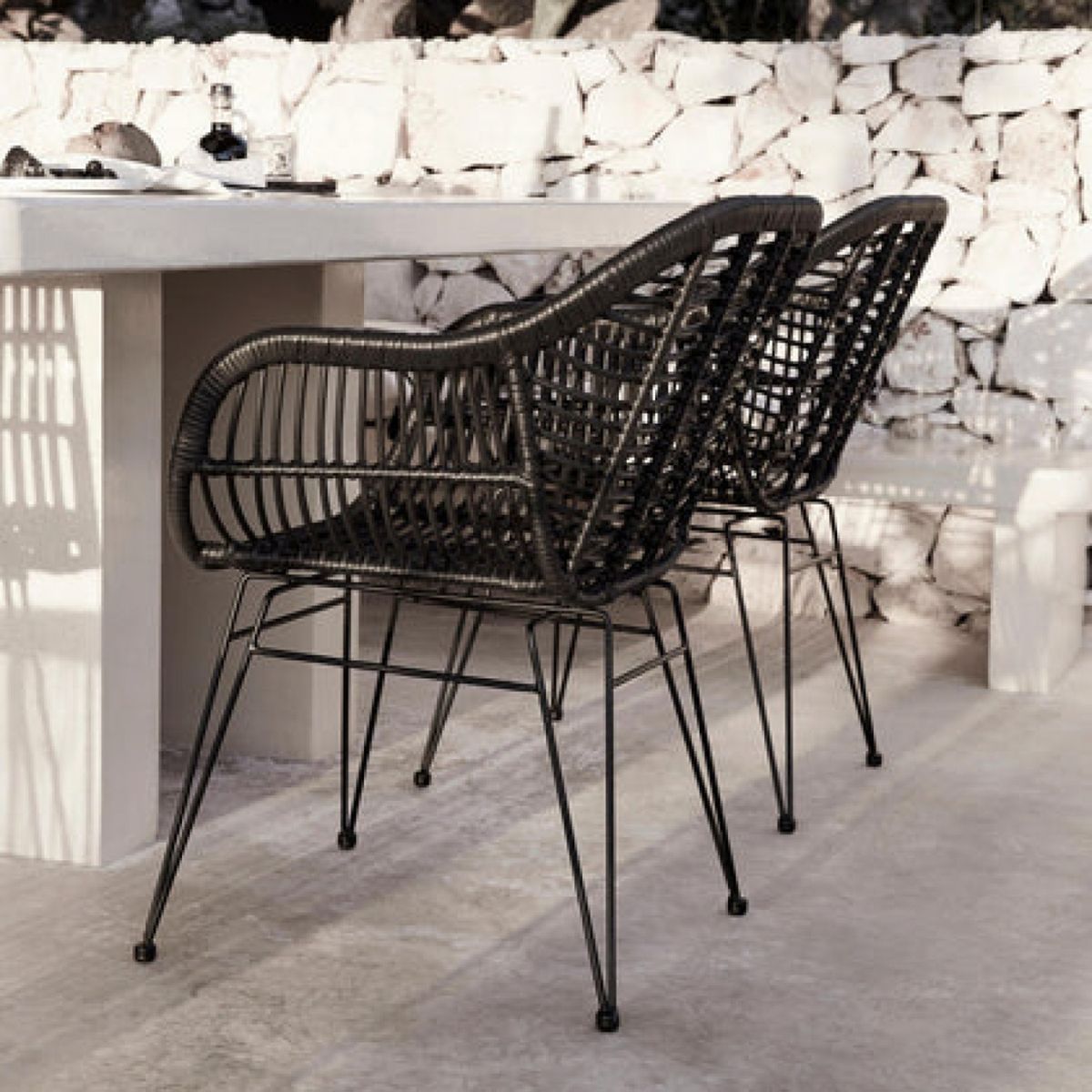 PANDALINO - Pack 4 Butacas Grecia - Diseño en Rattan Negro