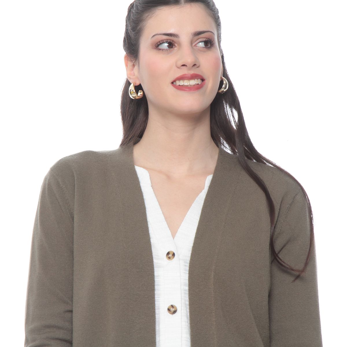 WADOS - CHALECO MANGA LARGA SOLIDO ABIERTO EN DELANTERO