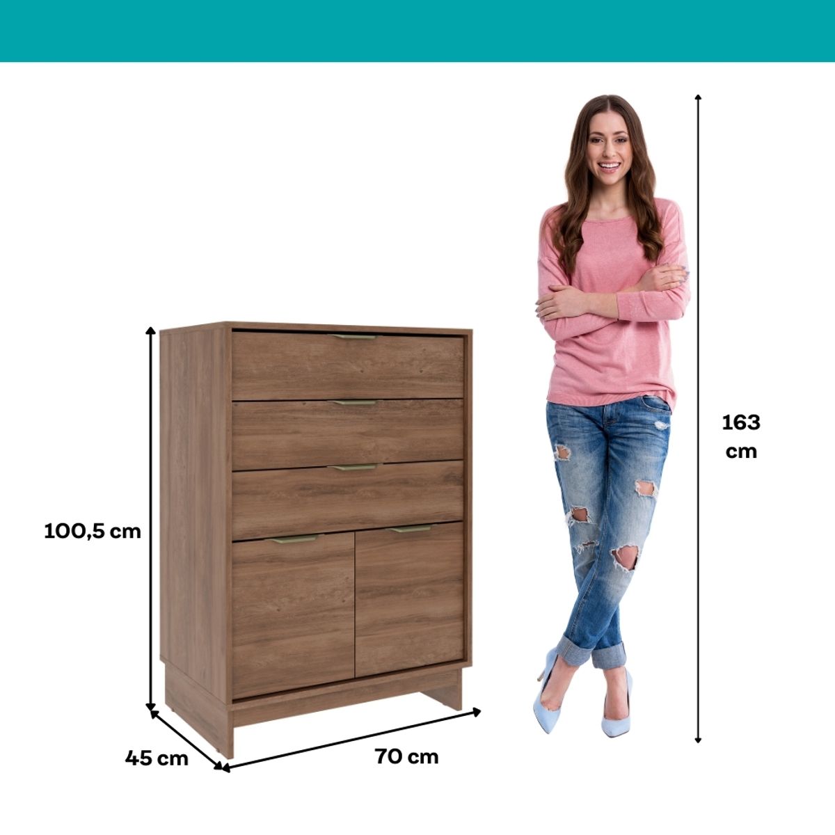 AMUV - COMODA 3 CAJONES + ZAPATERA 1005X700X450