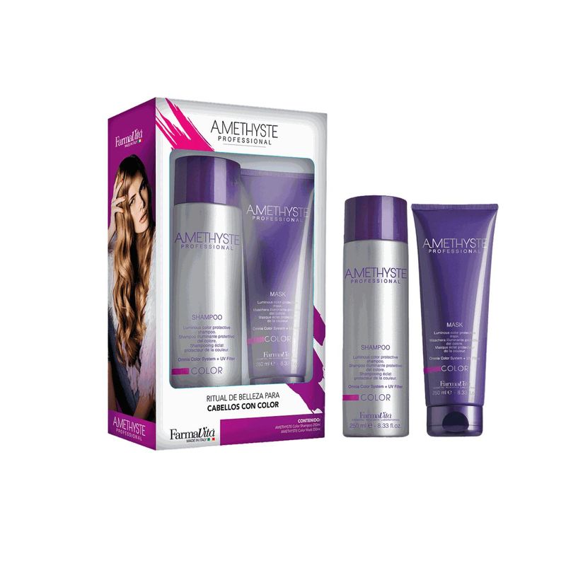 FARMAVITA - Kit Amethyste Color  Shampoo Mask 500ml Cuidado Color Y suavidad