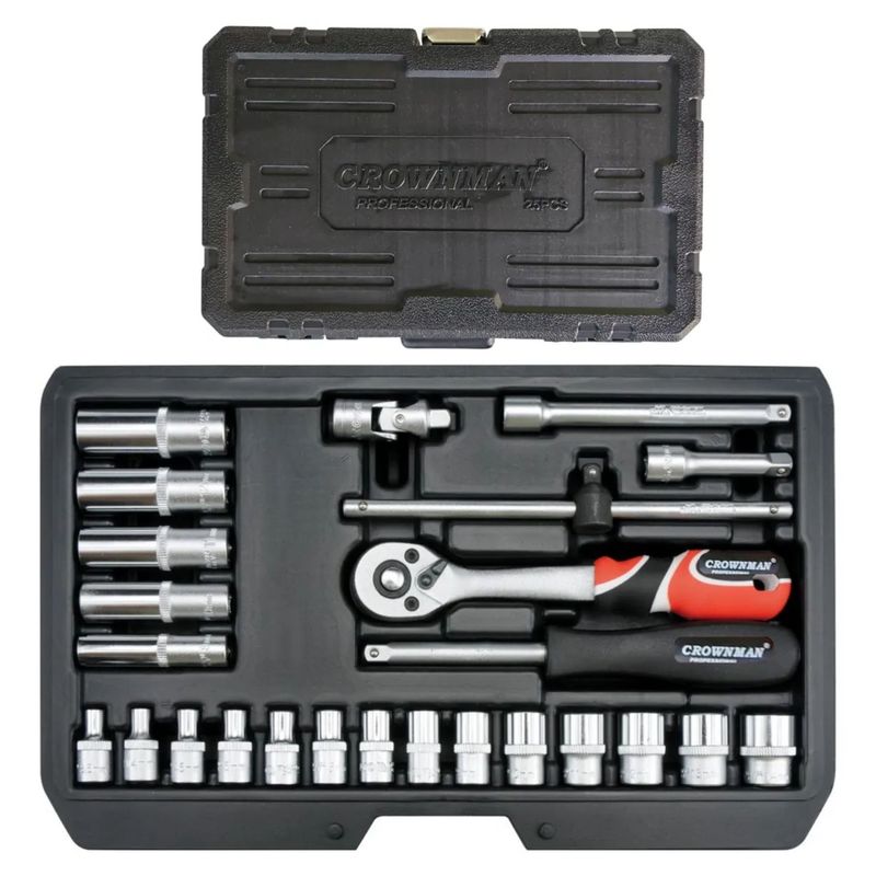 GENERICO - Juego De Dados 1/4 Milimétricos 25 Piezas Crownman