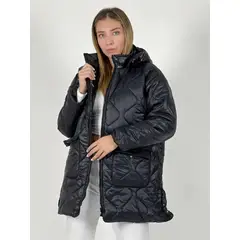 ENIGMATICA BOUTIQUE - Parka con Capucha Cuello Metalizado Negro