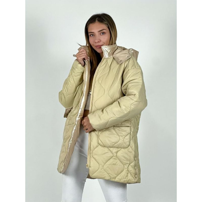 ENIGMATICA BOUTIQUE - Parka con Capucha Cuello Metalizado Negro