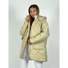 ENIGMATICA BOUTIQUE - Parka con Capucha Cuello Metalizado Negro