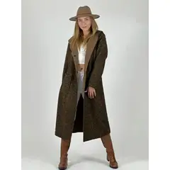 ENIGMATICA BOUTIQUE - Abrigo Bucle con Botones y Capucha Beige