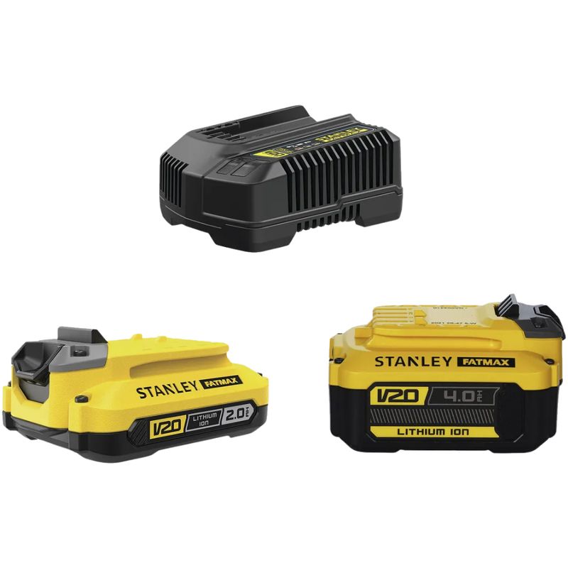 STANLEY - Kit 2 Baterías 2ah/4ah+ Cargador 4ah 20v Stanley SCB224CK
