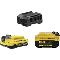 STANLEY - Kit 2 Baterías 2ah/4ah+ Cargador 4ah 20v SCB224CK