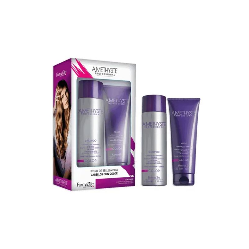FARMAVITA - Pack Amethyste Color  Shampoo Mask 500ml Brillo Suavidad