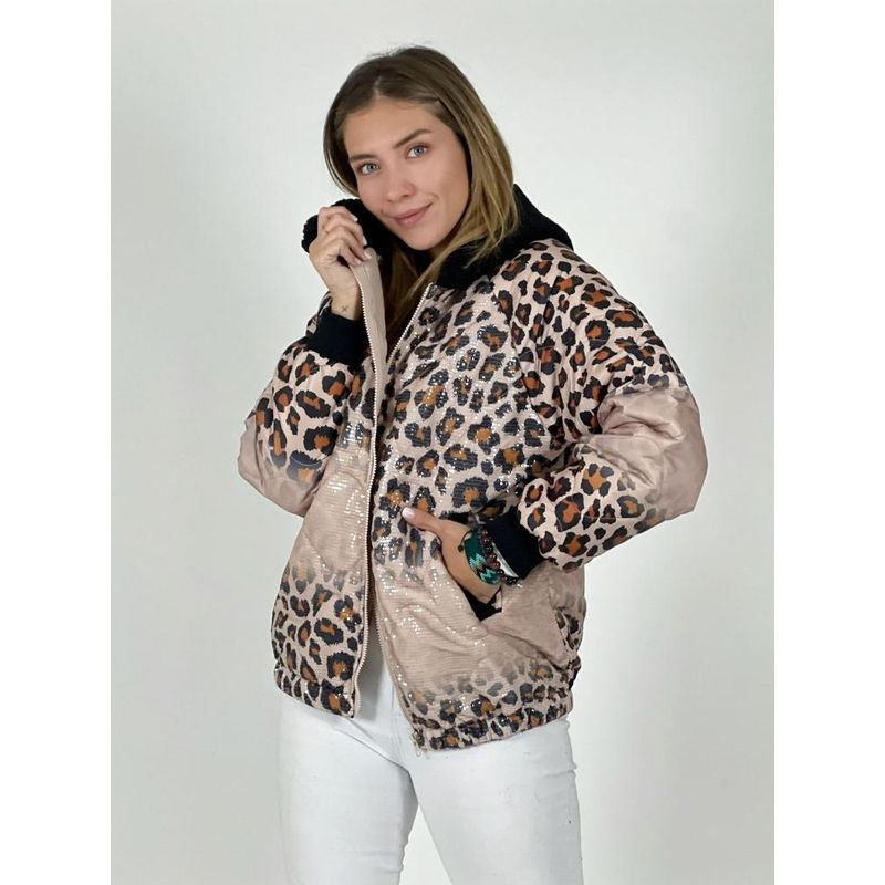 ENIGMATICA BOUTIQUE - Parka con Lentejuelas Print Palo Rosa