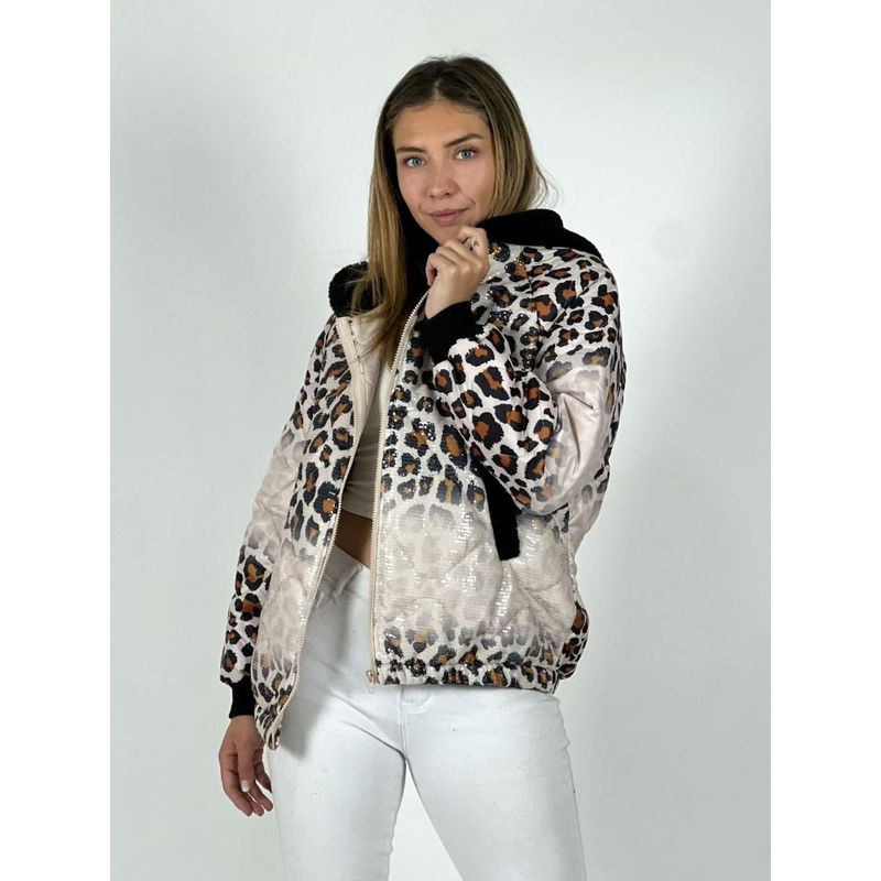 ENIGMATICA BOUTIQUE - Parka con Lentejuelas Print Palo Rosa