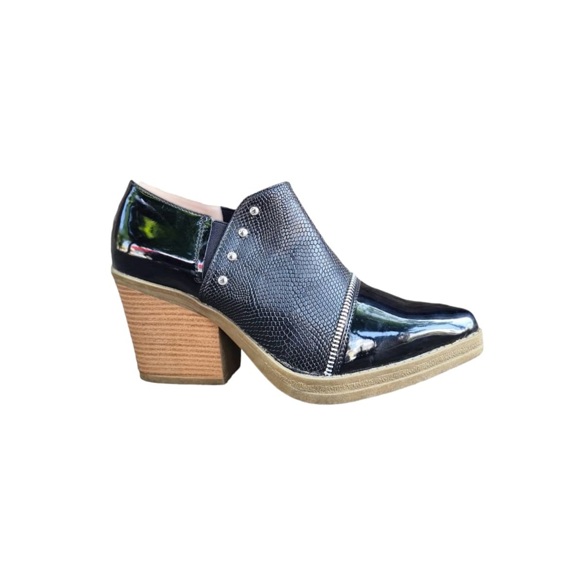 HERIEL - Zapato Negro Y Blanco Taco Mujer
