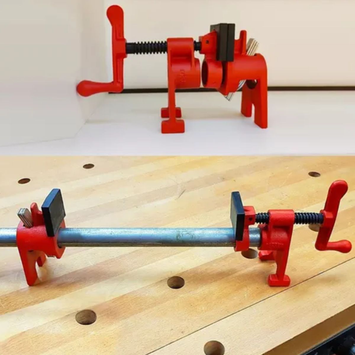 GENERICO - Set De 2 Prensas Sargento De Tubo De 3/4  para pegar maderas