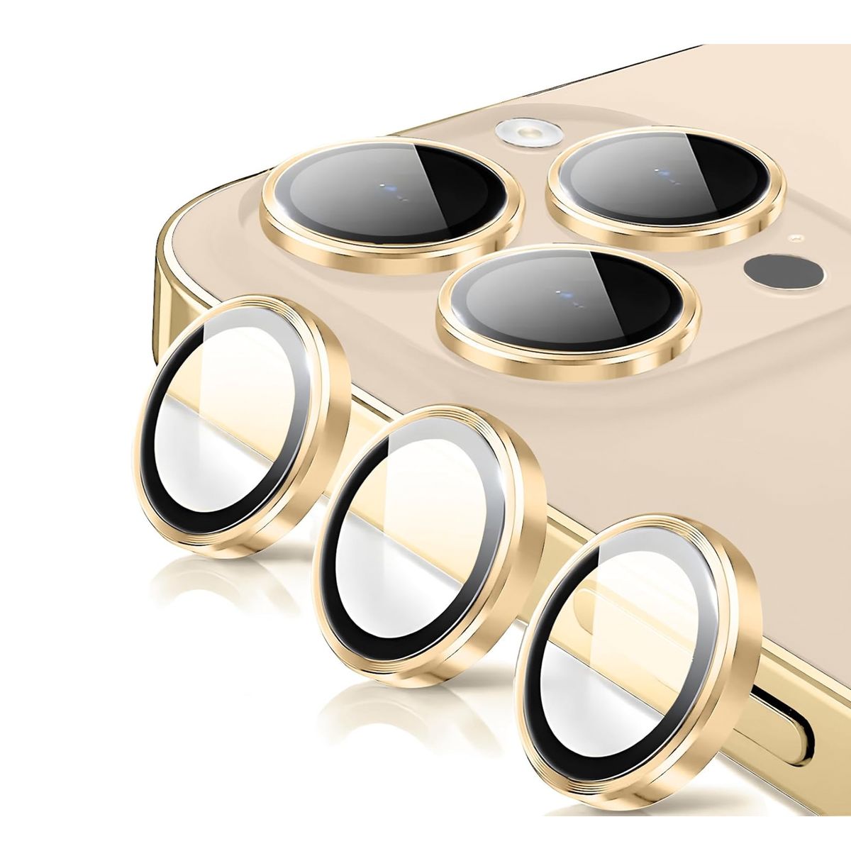 JOIGO - Protector de Lentes de Camara Para iPhone 14 Pro / 14 Pro Max Metalizada Dorado