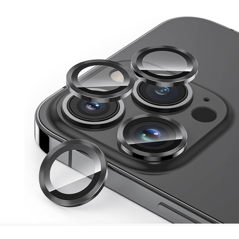 JOIGO - Protector de Lentes de Camara Para iPhone 14 Pro / 14 Pro Max Metalizada Negro