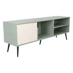FMFURNITURE - Rack Tv 65 1 Puerta Verde Azulado