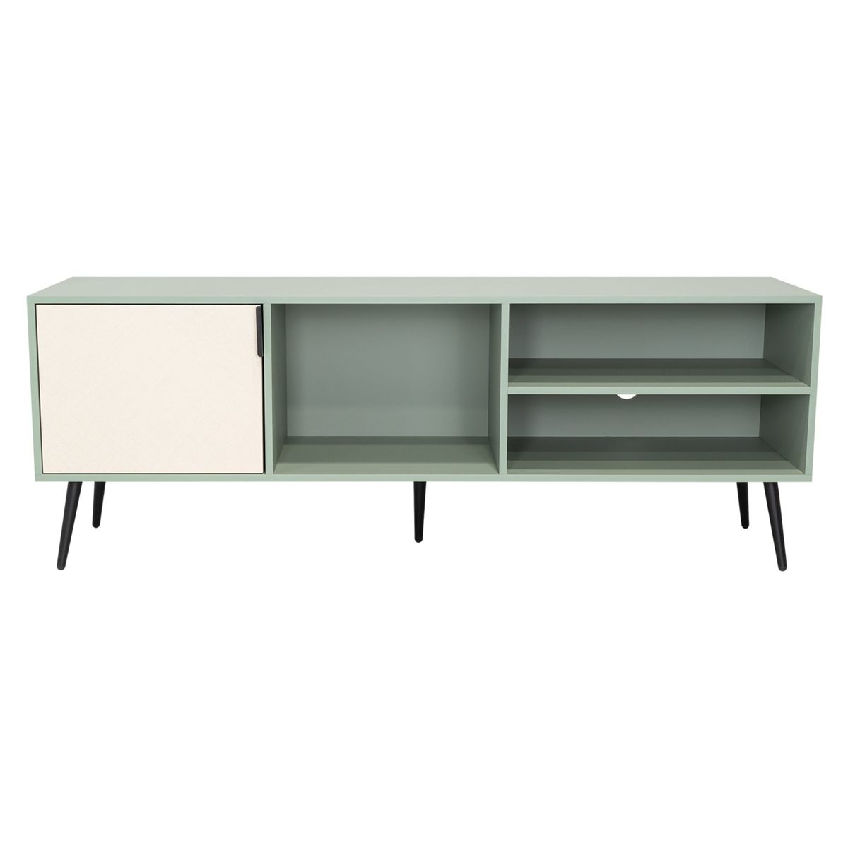 FMFURNITURE - Rack Tv 65 1 Puerta Verde Azulado