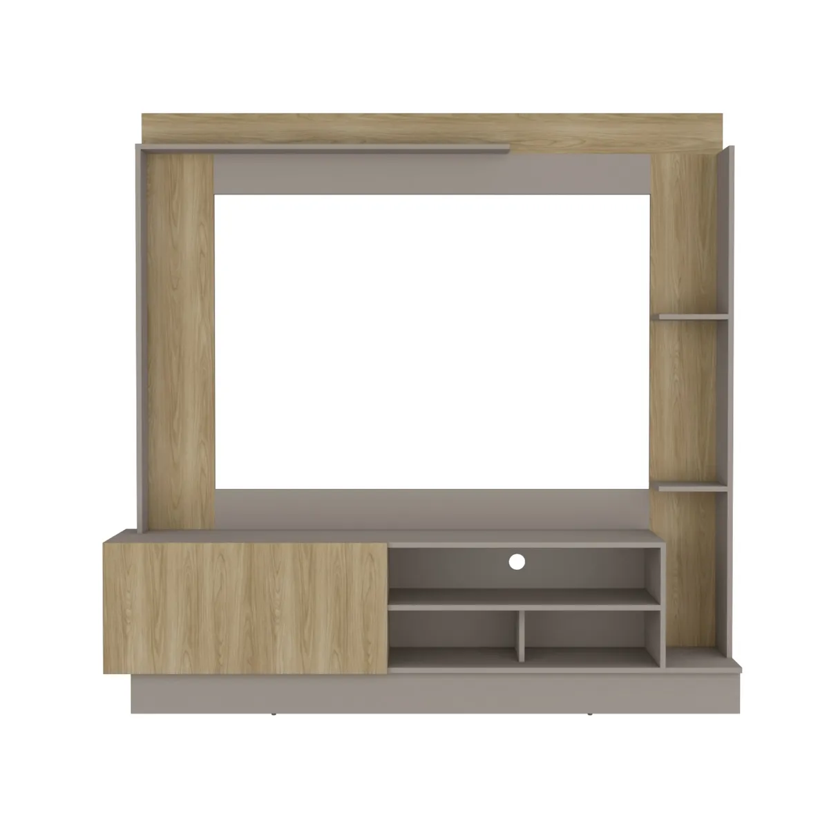 FMFURNITURE - Estante Tv 70 1 Puerta 180X175X39 Cm Café Claro